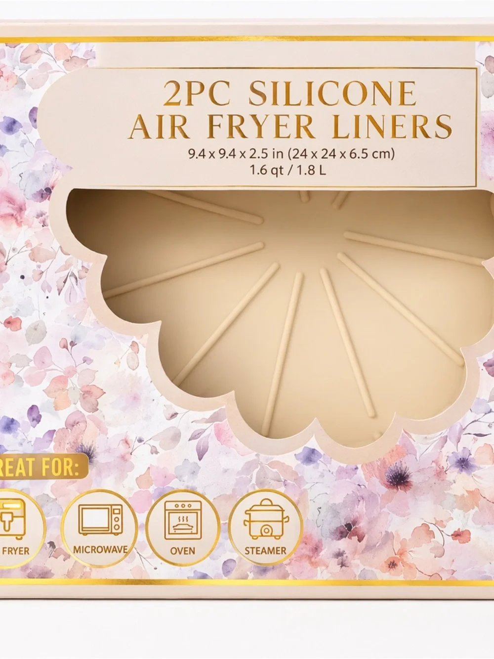 Silicone Air Fryer Liners — Gold, 2-Pack